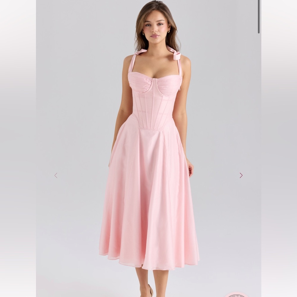 House of CB Pink Chiffon Leia Midi Dress XS